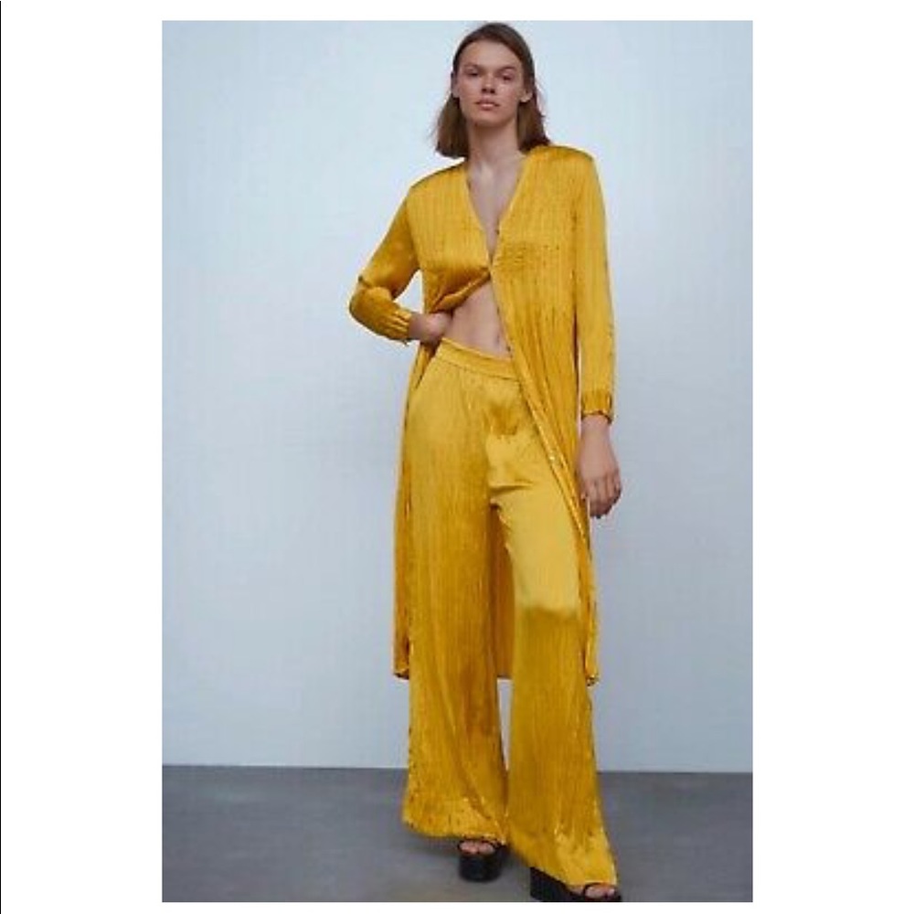 Zara wrinkle look dress set with pants